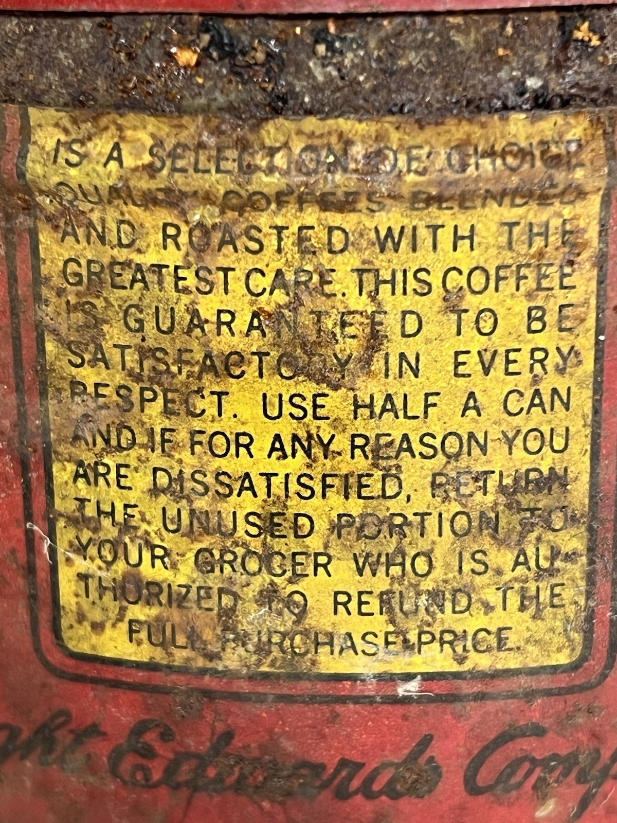 Vintage Edwards Dependable Coffee Tin 1lb Key Wind Art Deco Red Metal Can Empty