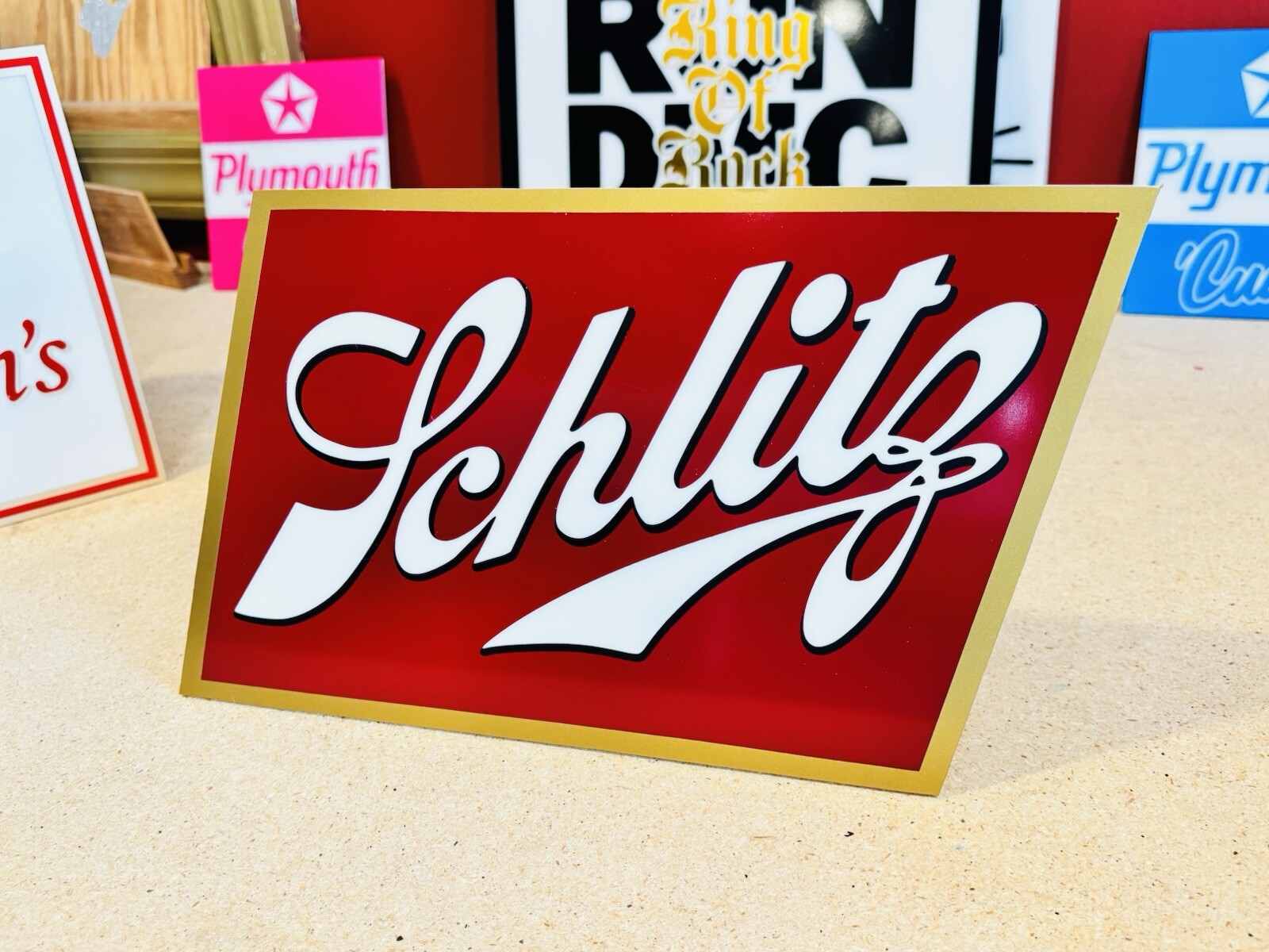 Handmade Schlitz Beer Acrylic & Vinyl Sign (NOT Cheap Tin/NO Crummy Printing