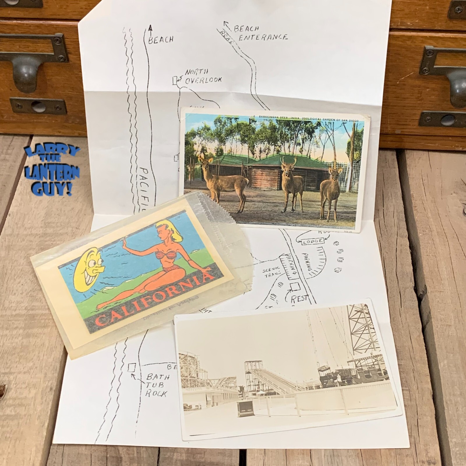 Vintage San Diego Travel Ephemera Wonderland Park 1915 RPPC Zoological Lodge Map