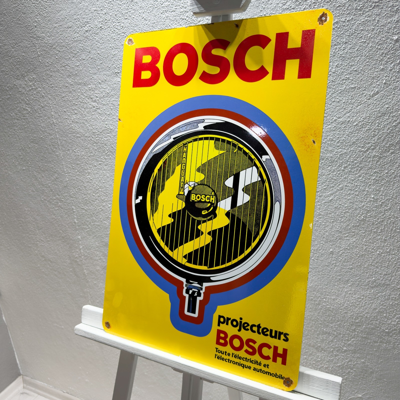 Bosch Vintage Rusty Headlamp Heavy Metal Sign – 40 × 60 cm (15.7” × 23.6”)