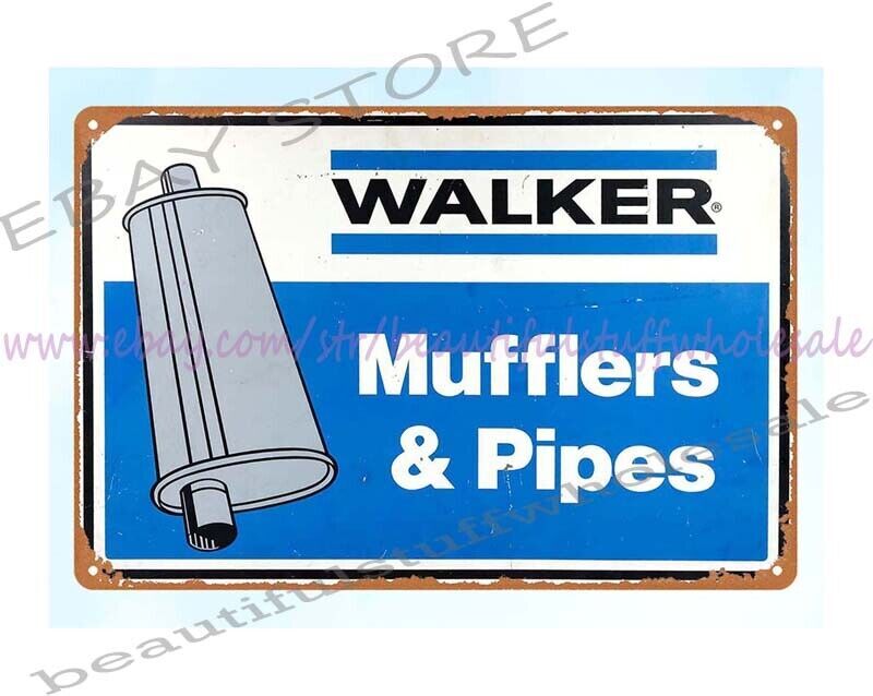 Walker mufflers pipes metal tin sign new house interior design