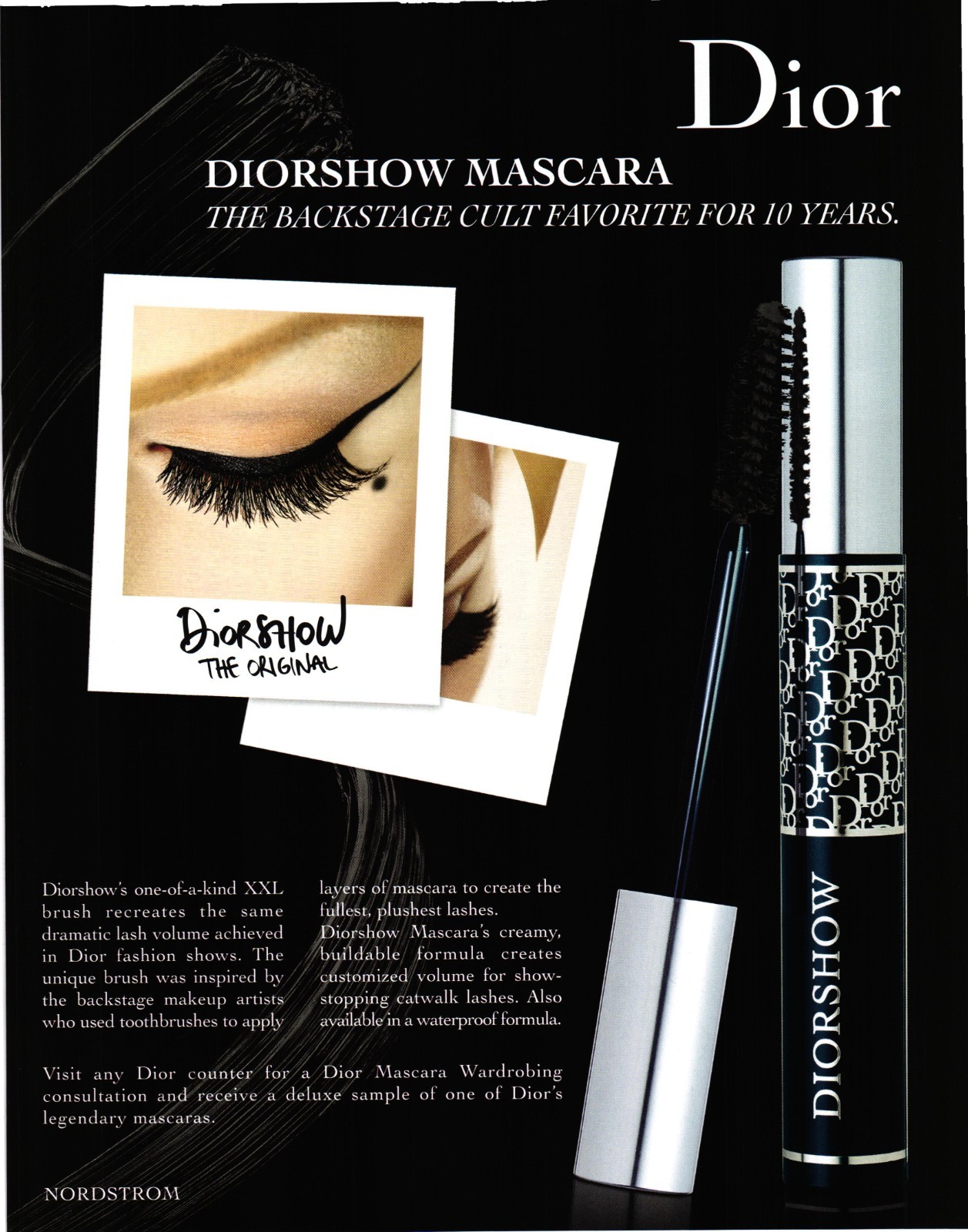 2012 Print Ad Diorshow Mascara XXL Brush Volume Catwalk Lashes Nordstrom Vtg 226