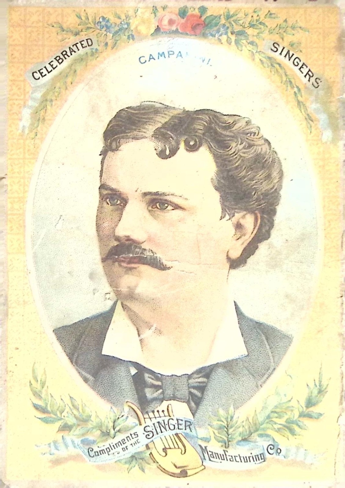 Singer Sewing Machine Trade Card Celebrated Singers Victorian Advertising Card