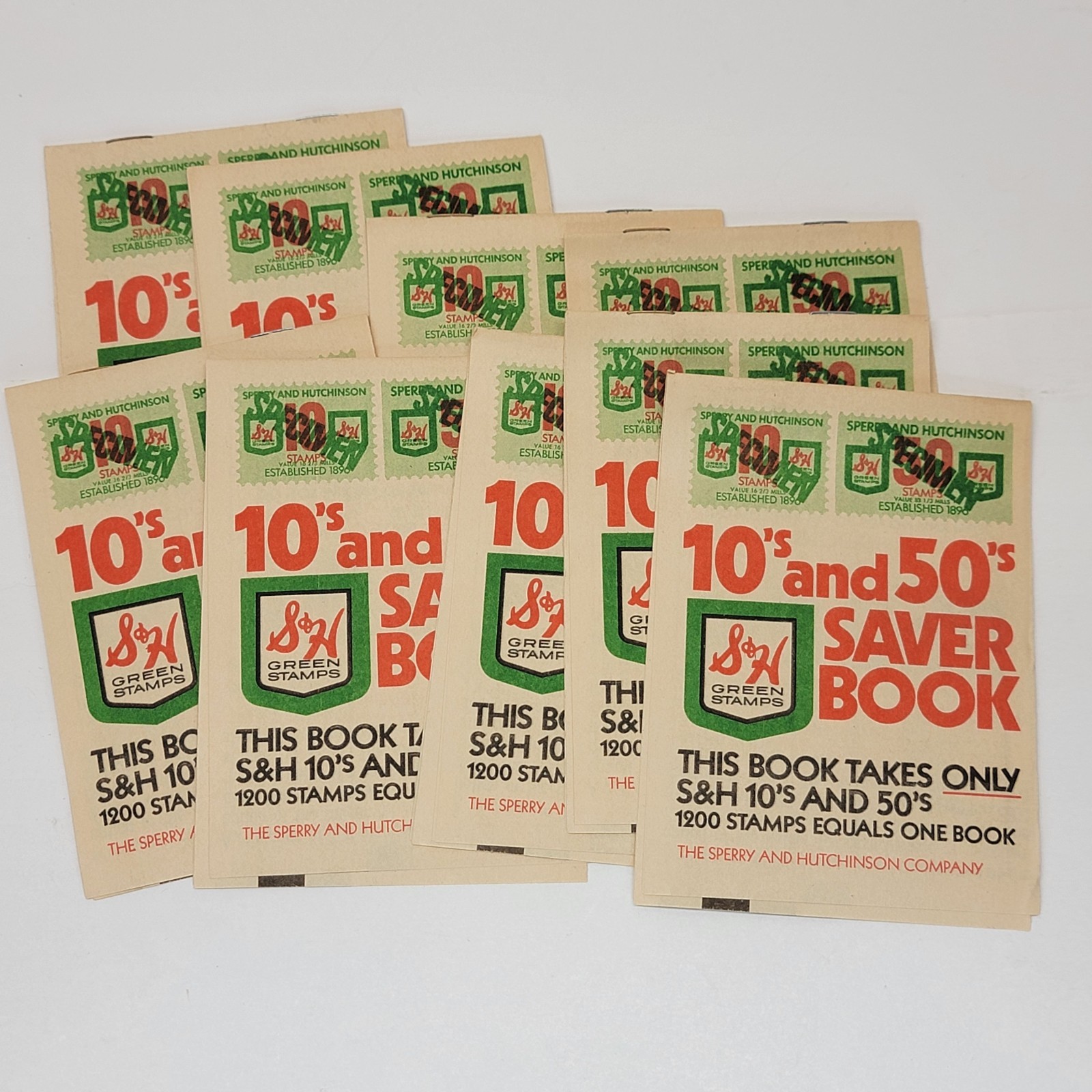 Lot of 9 S&H Green Stamps 10s and 50s Saver Books UNUSED Sperry Hutchinson SH