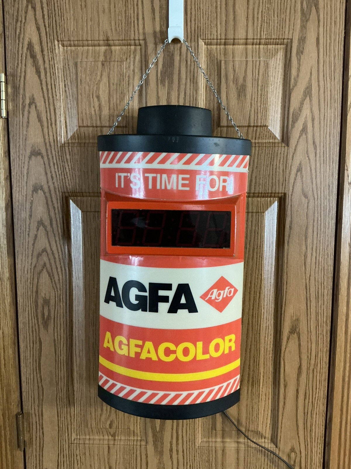 Vintage Dualite Lighted Clock Advertising Agfa Film Working