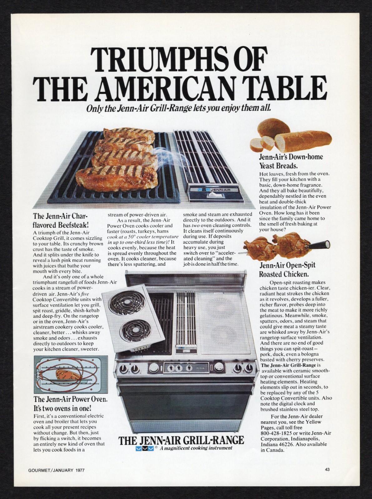 1977 Jenn Air Cooktop Grill Range Triumphs American Table Sizzling Oven Print Ad