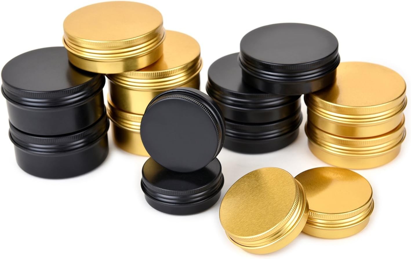 Elegant 3oz Food-Grade Aluminum Tins – Screw-Top Leak-Proof Containers, Black