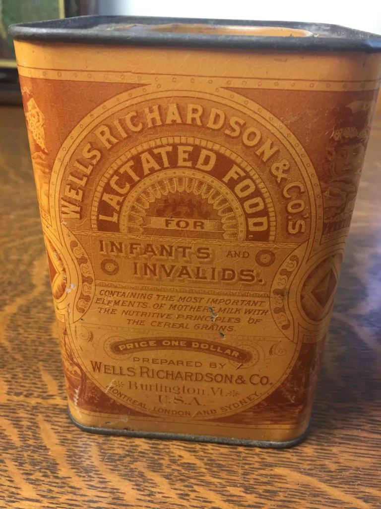 Antique Wells Richardson & Co. Lactated Food for Infants and Invalids Empty Tin
