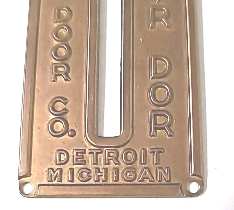 Vintage Crawford Door Co Detroit Michigan Nameplate. Brass. 1.5×3.5″. In Sleeve