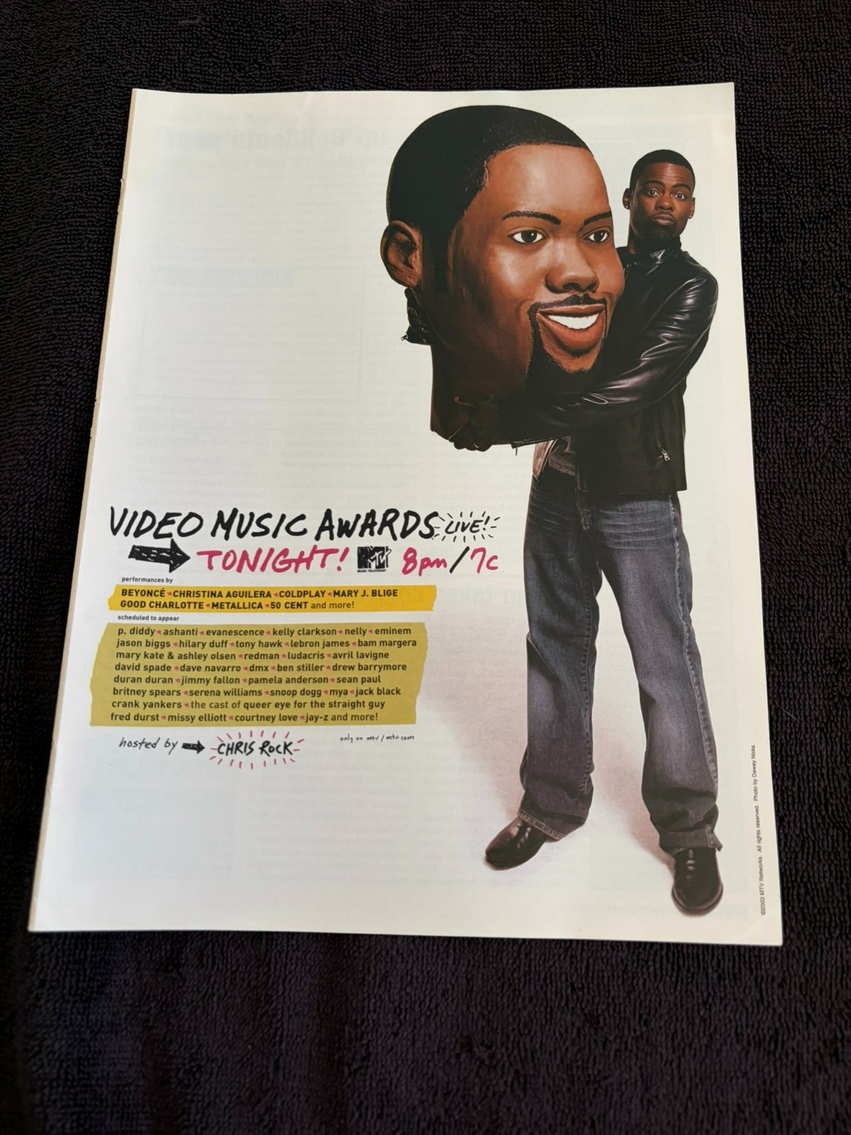 VIDEO MUSIC AWARDS with CHIS ROCK 2002 VMA ad with his big head