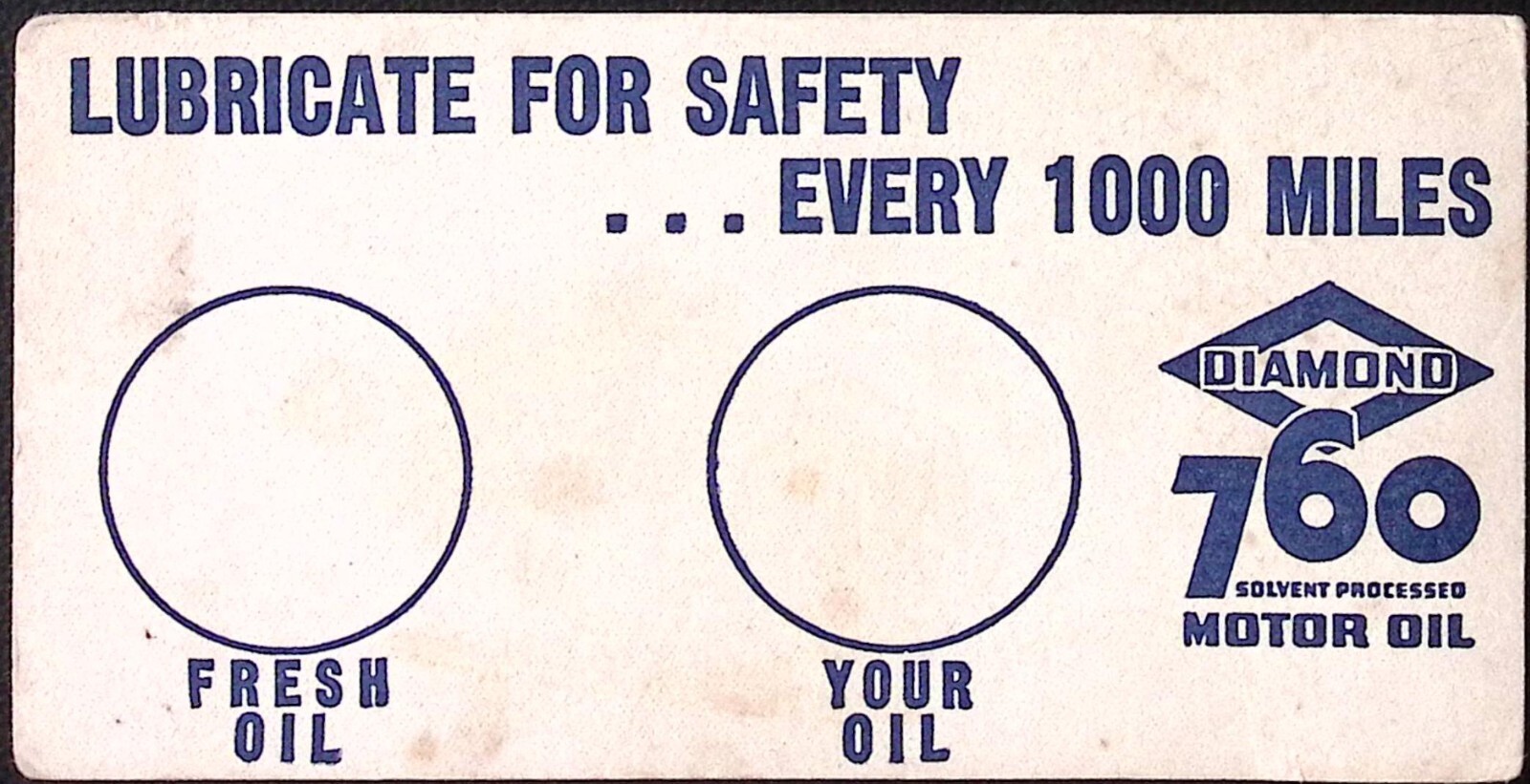 Diamond 760 Motor Oil Advertising Ink Blotter c1930s