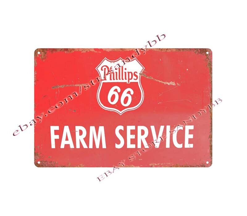 dorm room wall lodge cafe Phillips 66 Farm Service metal tin sign