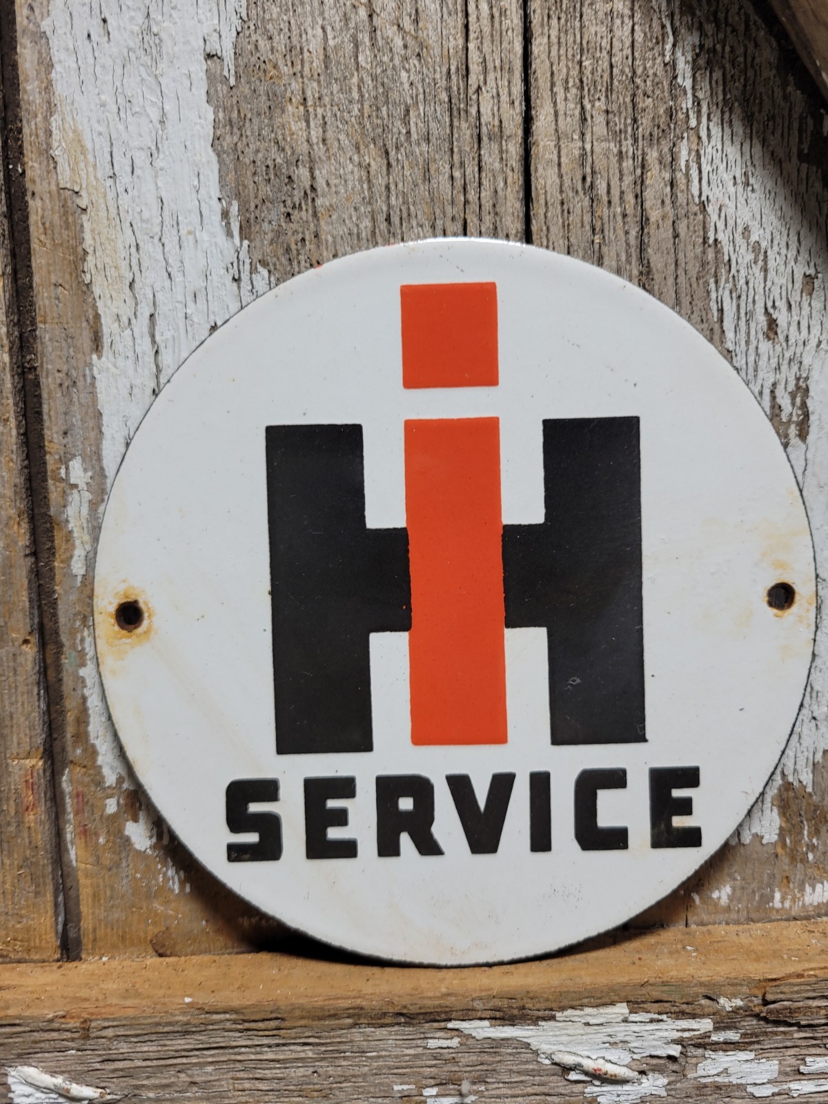 VINTAGE INTERNATIONAL HARVESTER PORCELAIN SIGN 6″ FARM TRACTOR EQUIPMENT FARMALL