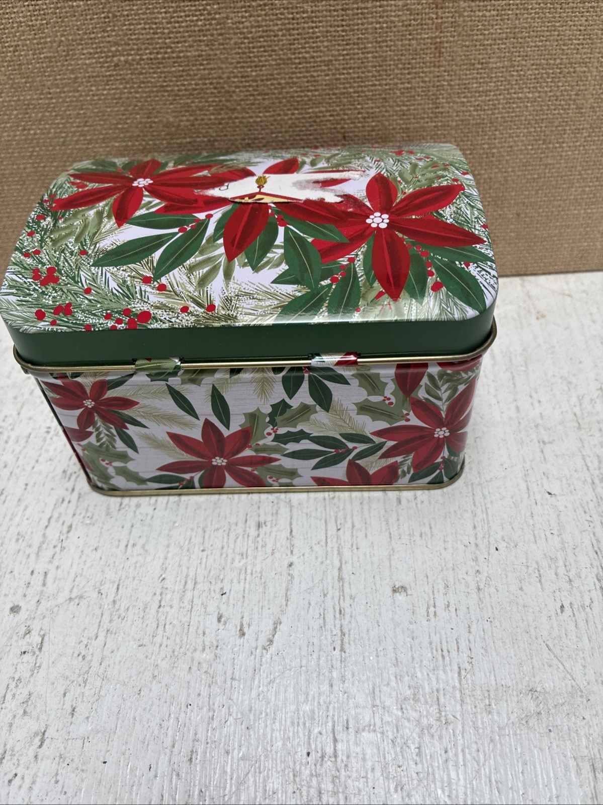 Greenbrier International Christmas Hinged Metal Storage Tin