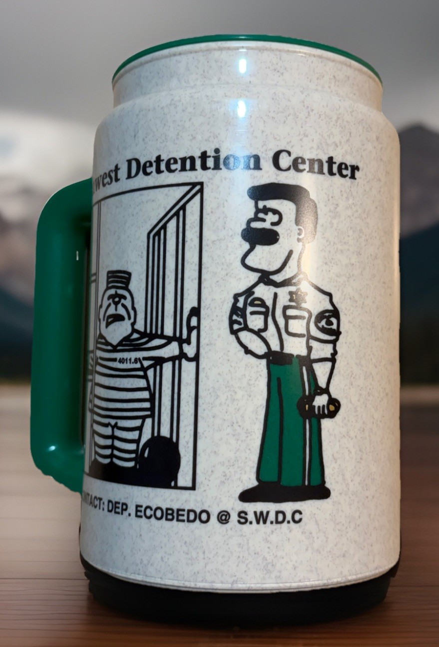 Riverside Sheriff Larry D Smith Whirley Thermos Mug Travel Cup Detention Center