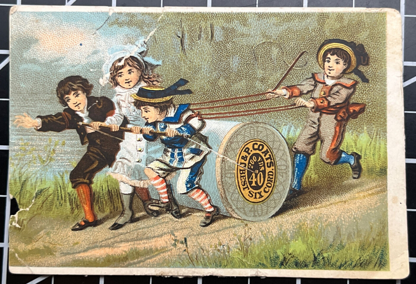 Antique J P Coats Best Six Cords Thread Spool Sewing Fantasy Art Trade Card