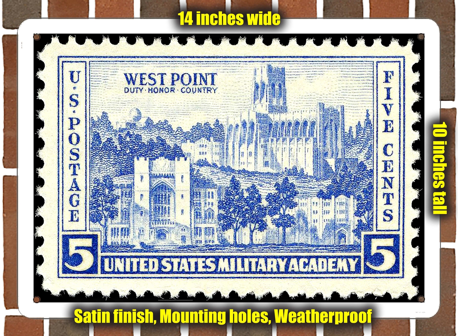 Metal Sign – 1937 West Point Military Academy Stamp- 10×14 inches