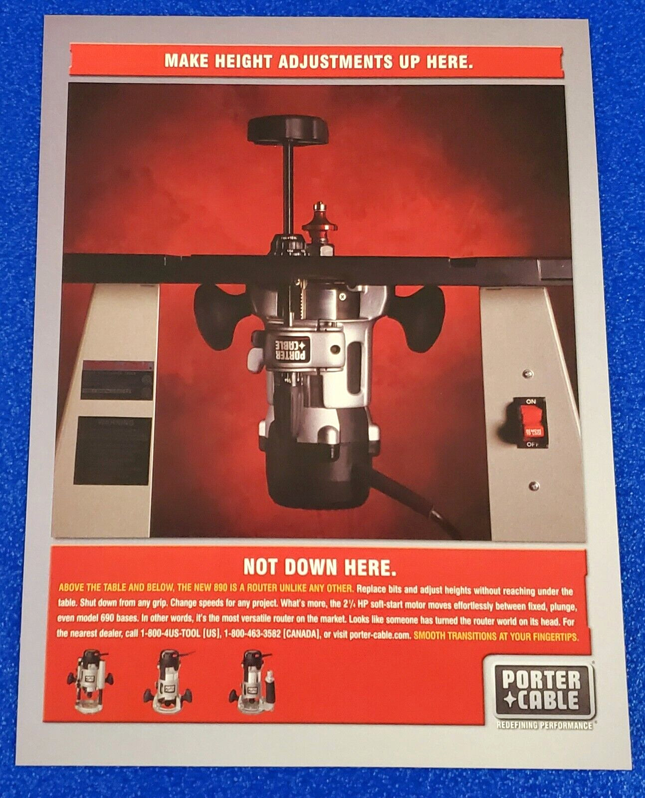 2004 PORTER CABLE ROUTER ORIGINAL COLOR PRINT AD “REDEFINING PERFORMANCE”