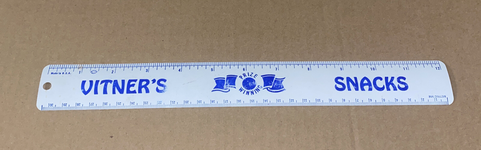 Vintage Vitners Snacks Measuring Ruler Metal USA made Promo Prize Winning