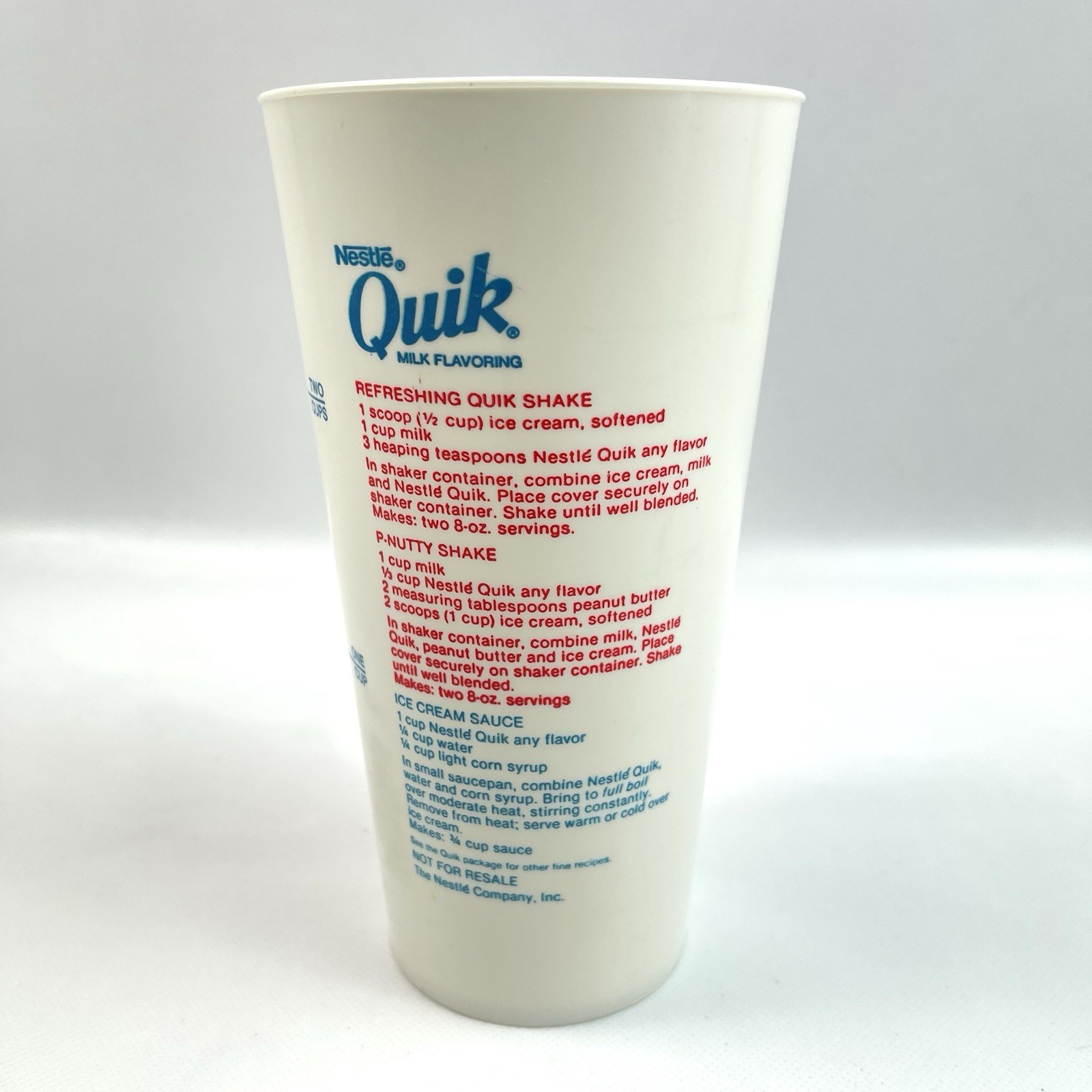 Nestle Quick Ice Cream Shaker Vintage Plastic Drink Cup Quick Shake Recipe