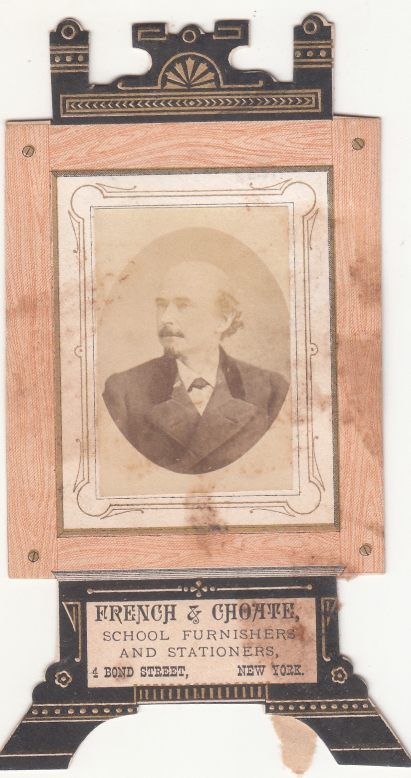 French & Choate School Furnishings Stationery NY Easel Portrait Vict Card c1880s