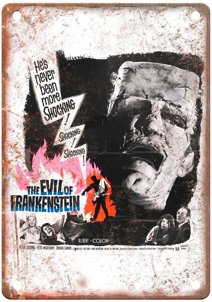 Evil Of Frankenstein Vintage Movie Poster Old Retro Look Metal Sign MP1544