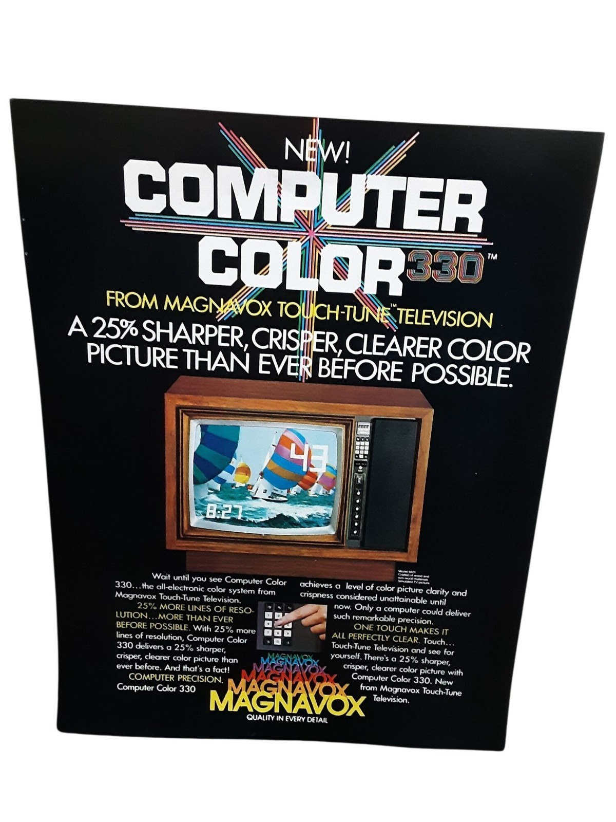 Vintage 1978 Magnavox TV Ad Computer Color 330 Retro Electronics Art