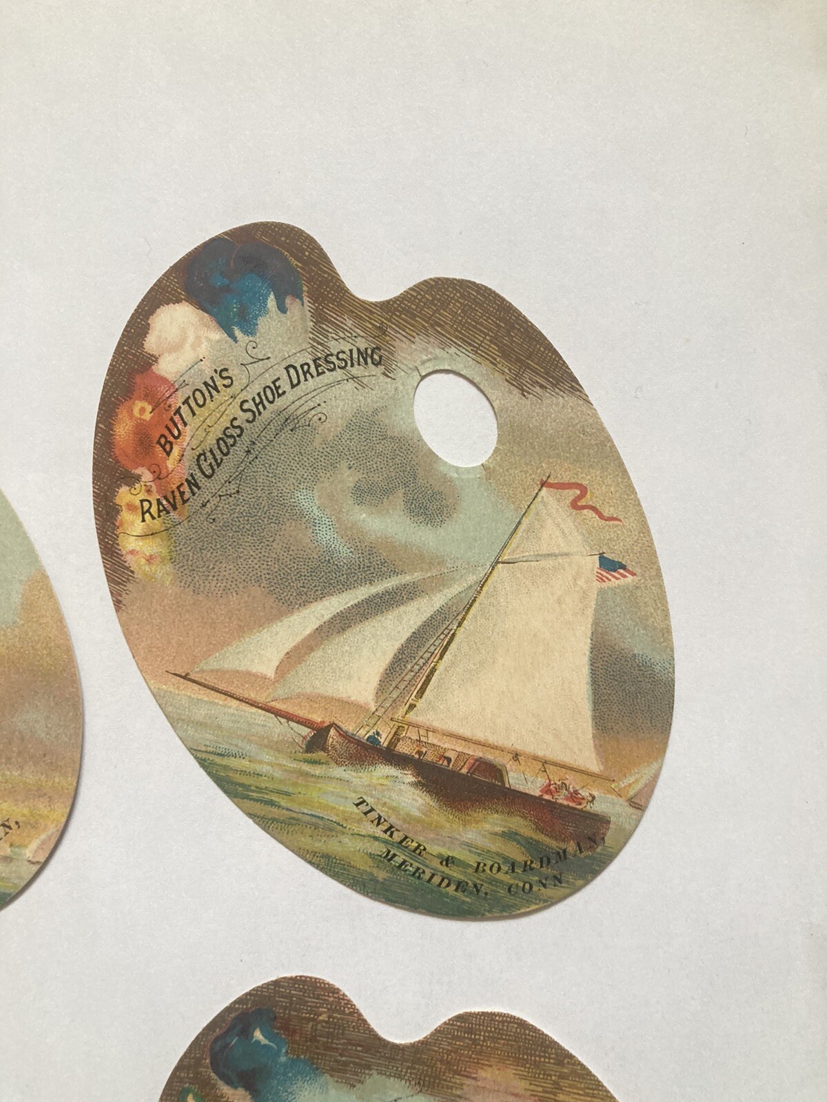 Buttons Raven Gloss Shoe Dressing Victorian Trade Card Artist Palette Die Cut 4