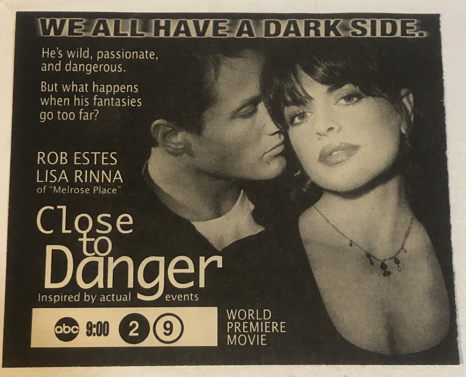 Close To Danger Vintage Print Ad Lisa Rinna Rob Estes TPA18