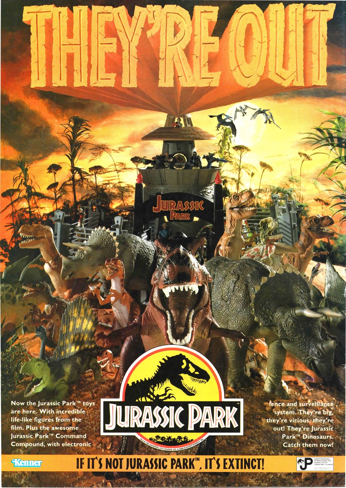 Vintage Jurassic Park Toy Ad Reproduction Print Advertising 17×12