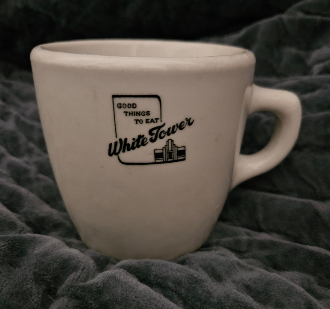 Vintage White Tower Hamburgers Coffee Mug (Carr China) 1947