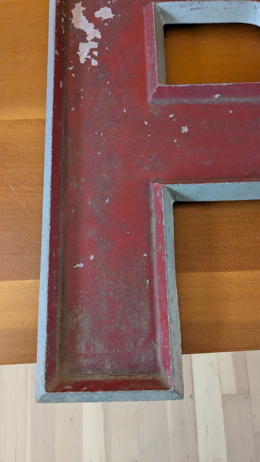 Vintage Adler marquee letter, “P”, 16″ tall, cast aluminum,