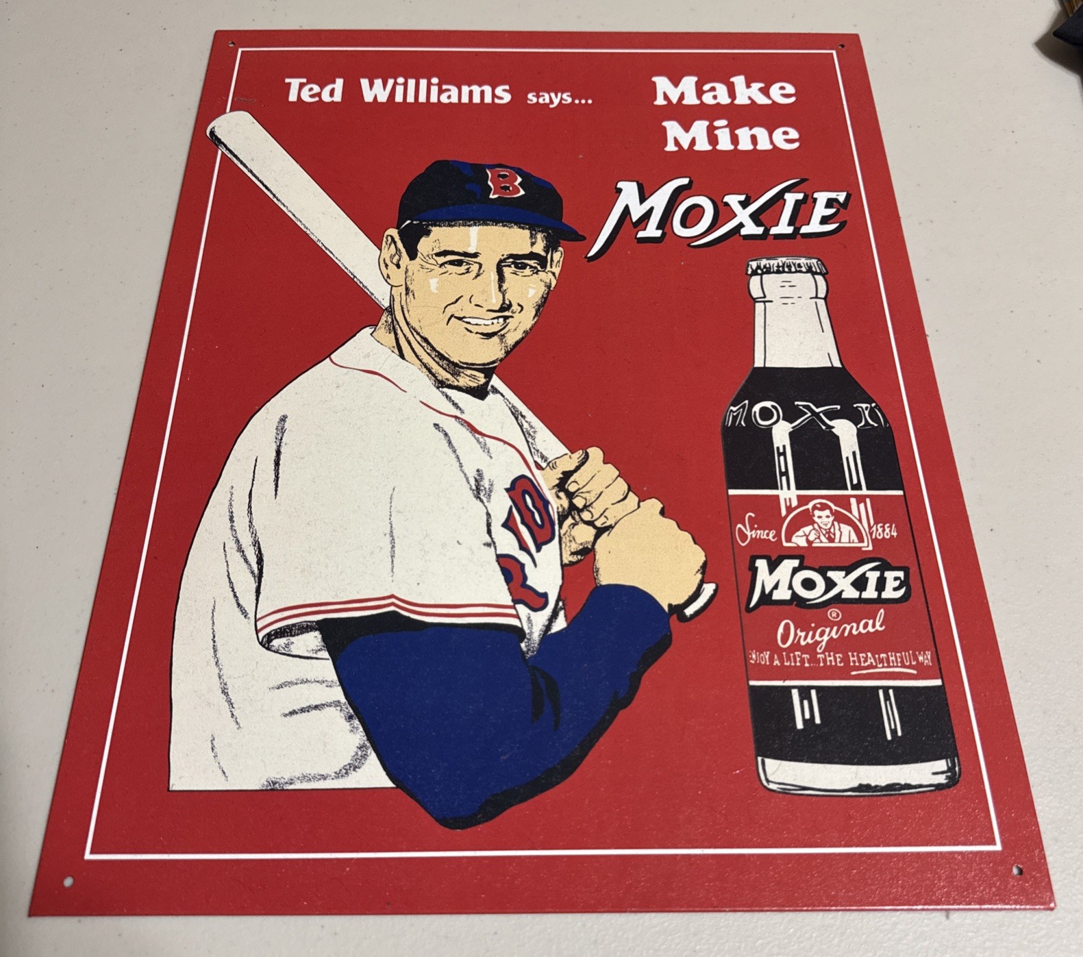 Make Mine Moxie Ted Williams Tin Metal Sign 16×12.5