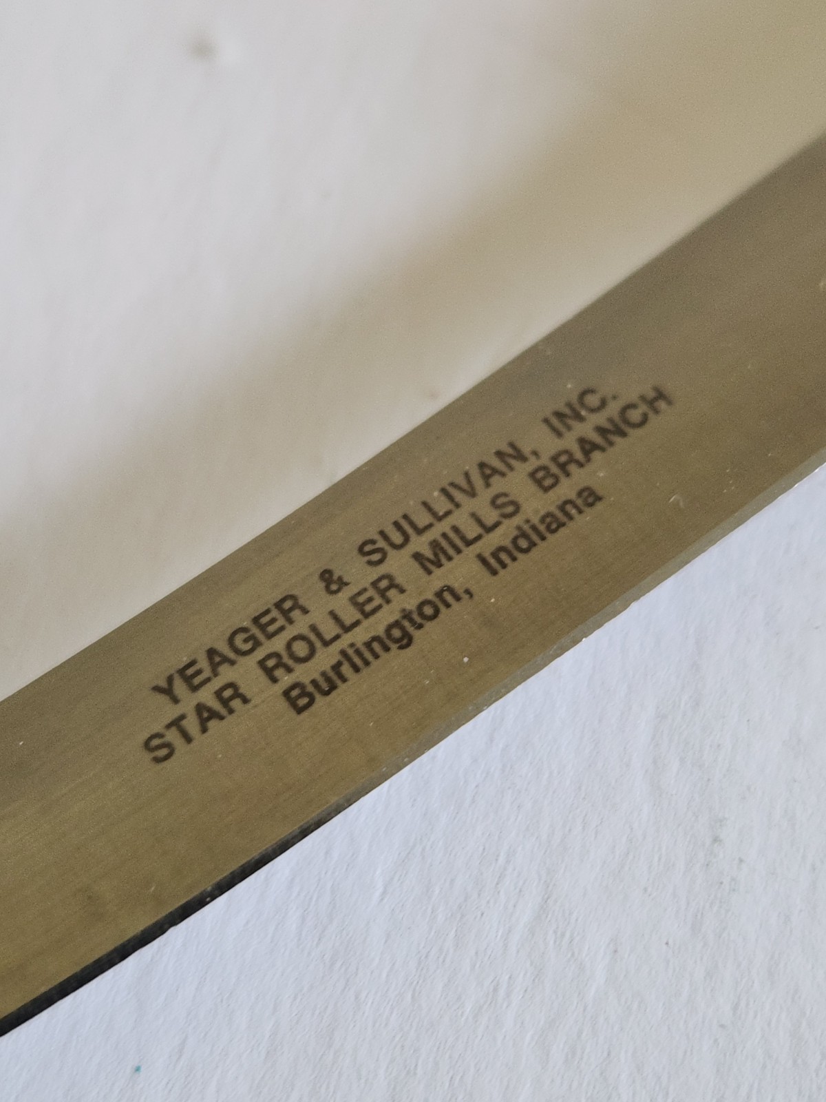 Yeager & Sullivan STAR ROLLER MILLS Burlington Indiana UTENSIL Advertising KNIFE