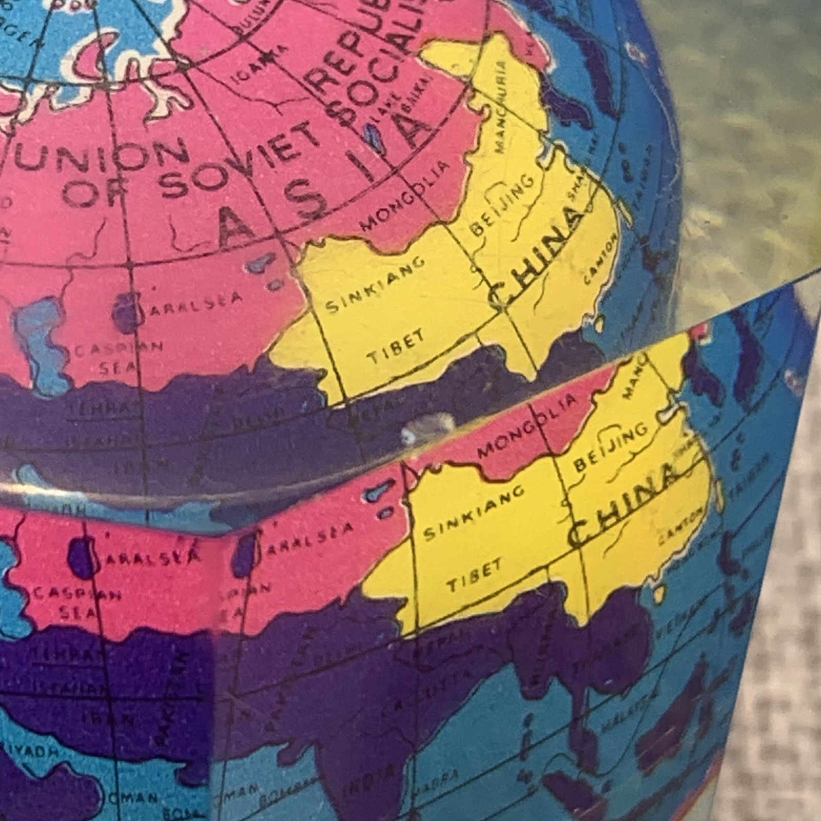 Vintage Lucite Globe Paperweight 2”x 2” Small Globe