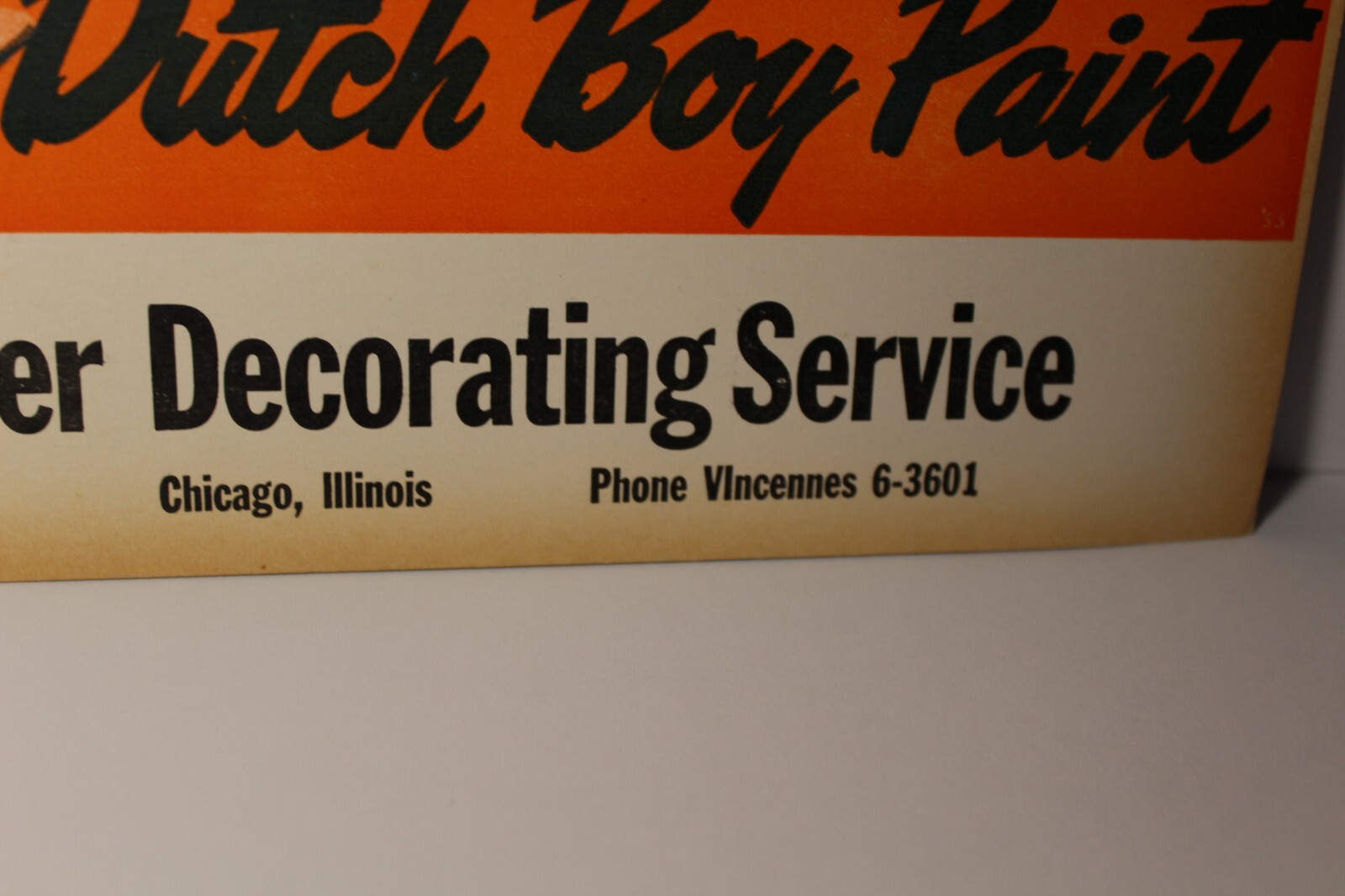 1950s Old Vintage Dutch Boy Paint Advertising Sign Chicago Illinois Phone 6-3601