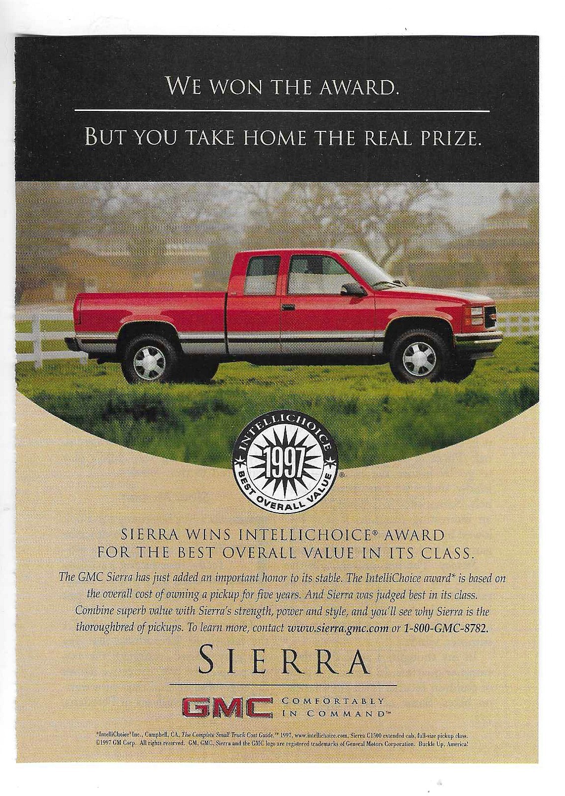 1997 GMC Sierra Pickup Truck “Comfortably In Command” Print Ad