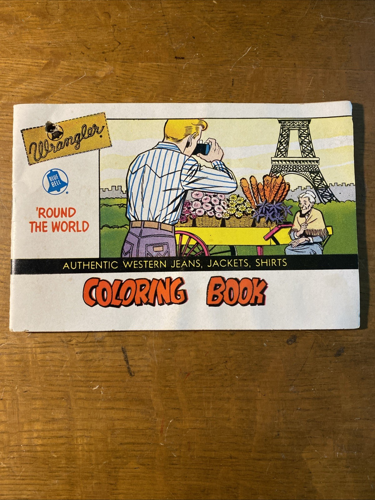Vtg WRANGLER JEANS Advertising ‘Round The World COLORING BOOK 5 1/8” X3 3/8”