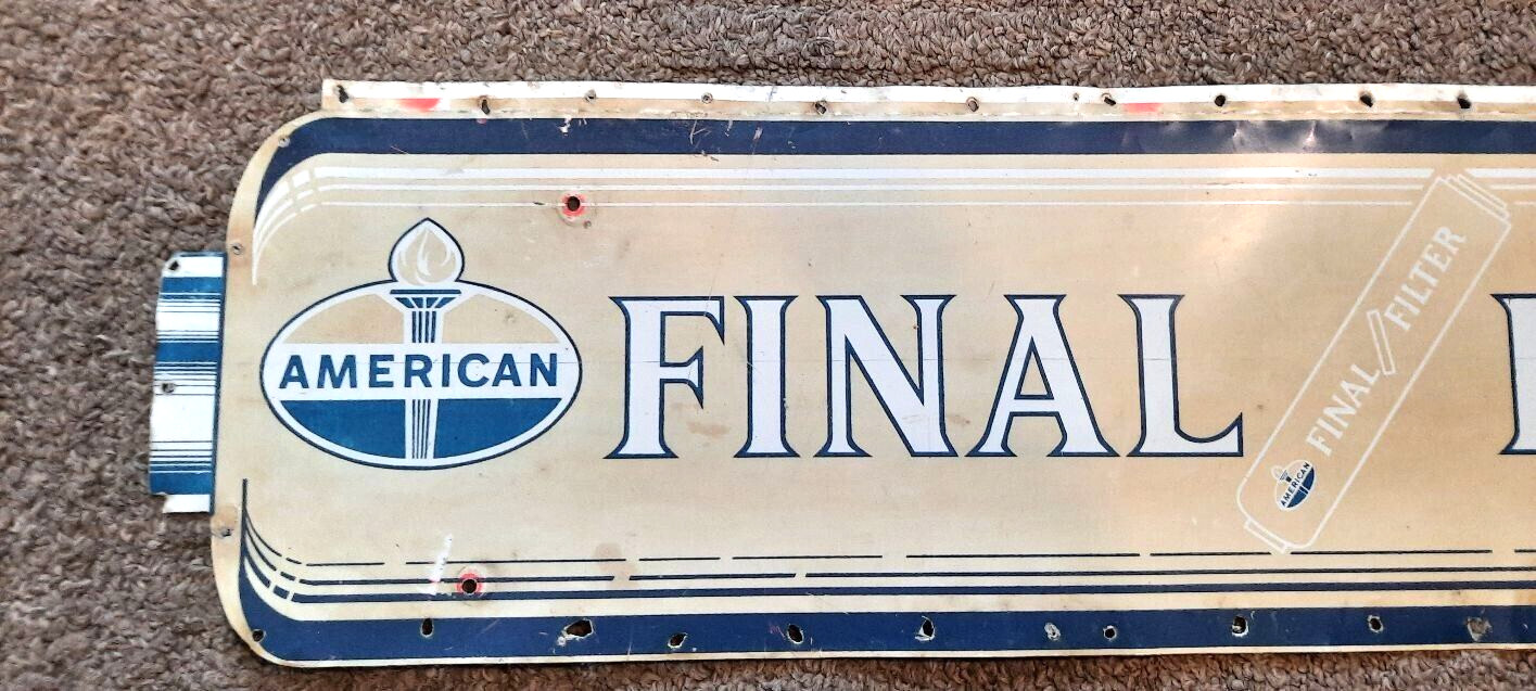Vintage Sign American Standard Oil Filter Gas Station Metal Garage Large Sign