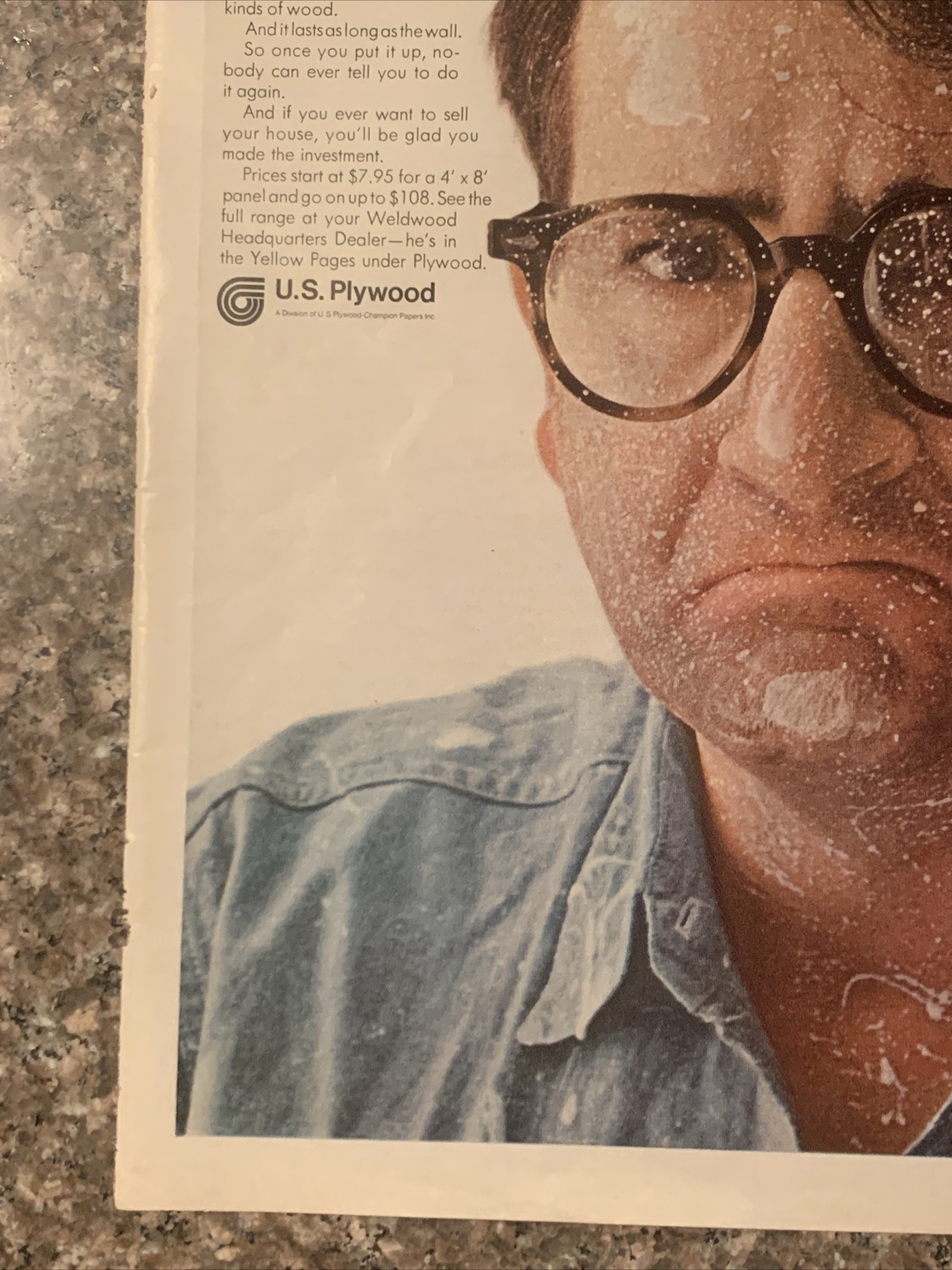 1968 US Plywood Weldwood Paneling When Wife Tells Paint Wall VTG 1960s PRINT AD
