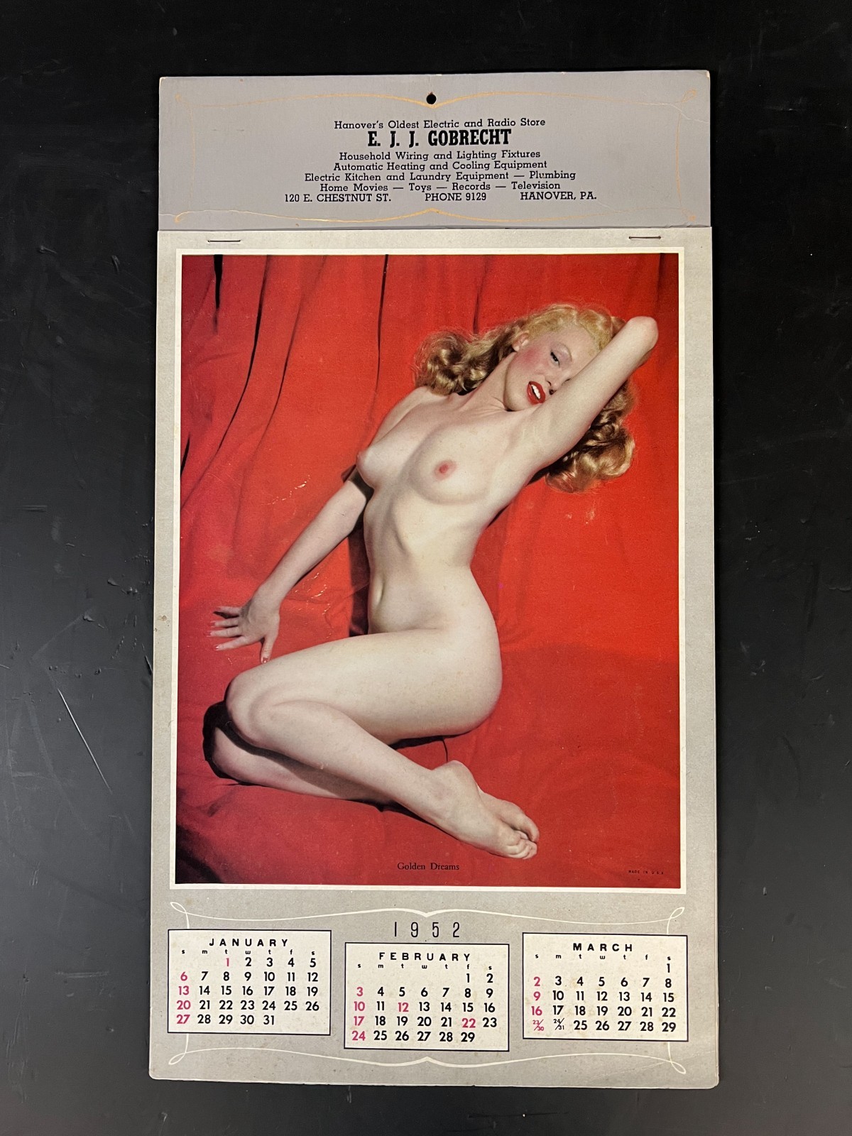 Marilyn Monroe Golden Dreams Pin-Up Calendar 1952 January – December