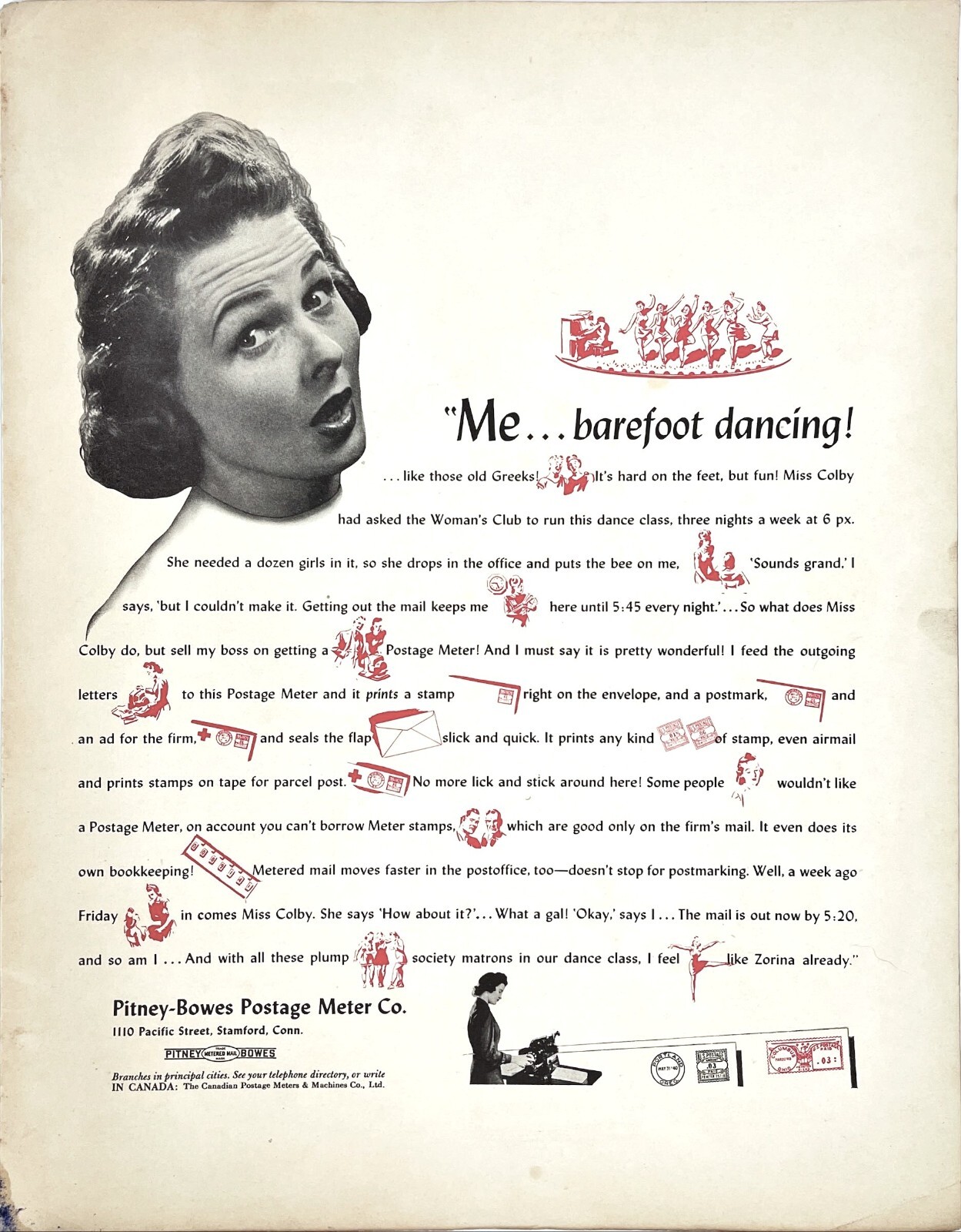 Pitney-Bowes Postage Meter Co Stamford Connecticut 1941 Vtg Magazine Print Ad
