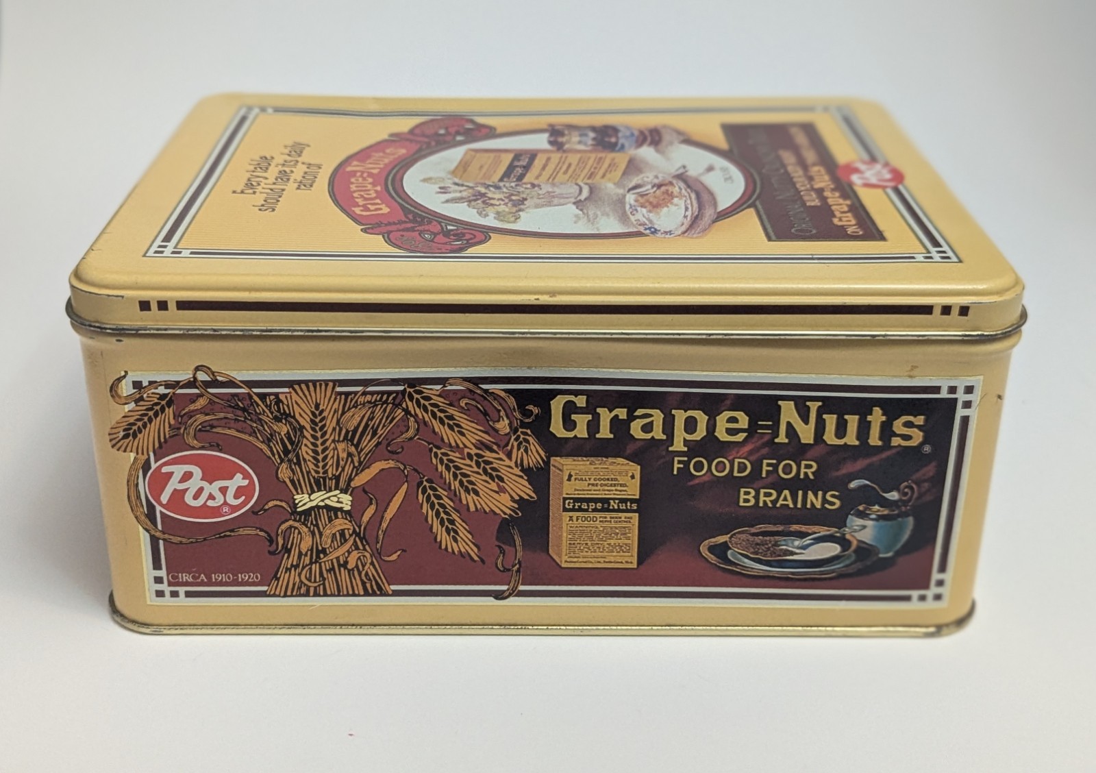 Vintage Post Grape Nuts 1910 to 1920 Advertising on 1980 Tin