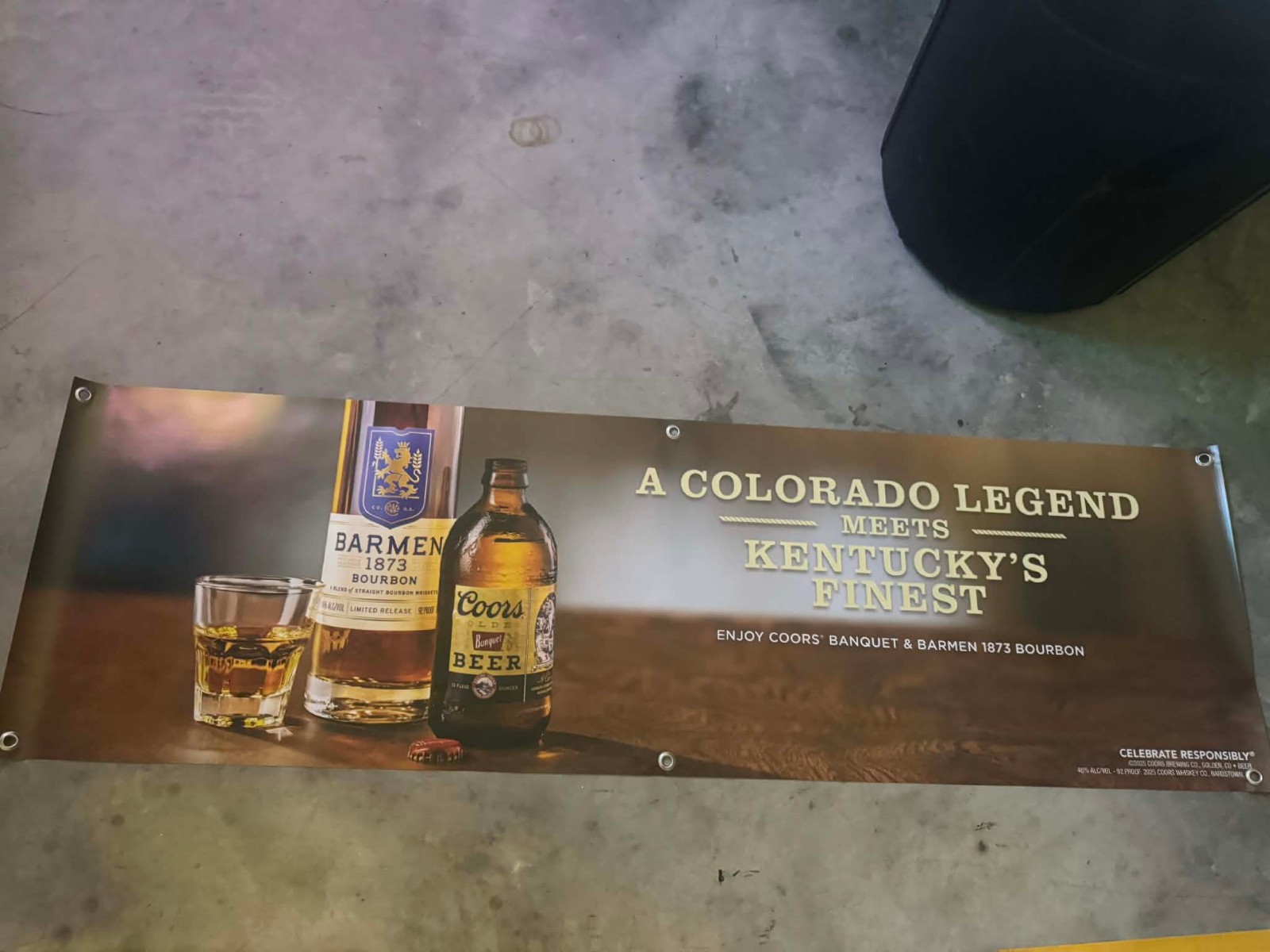 Coors Banquet & Barmen 1873 Bourbon Banner 60″x18″ Beer Whiskey Bar Mancave