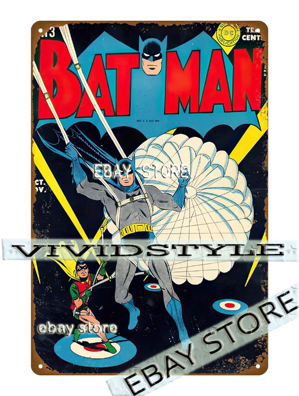 Tin Sign 1942 Dark Knight Golden Age Comic Artwork unframed art prints