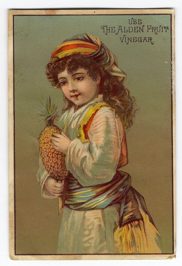 Wayland NY ALDEN FRUIT VINEGAR Trade Card 1880’s TINKER DRY GOODS Grocery Store