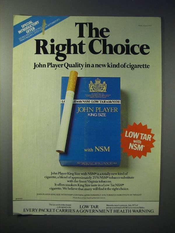 1977 John Player King Size with NSM Cigarette Ad