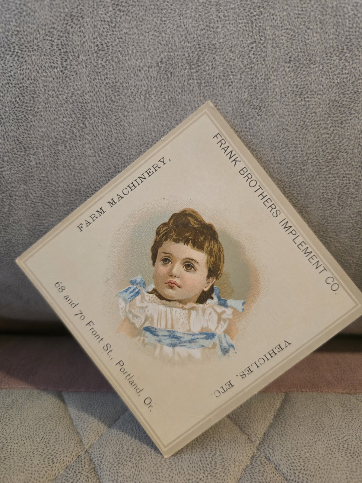 1880s Trade Card FRANK BROTHERS IMPLEMENT CO PORTLAND OR