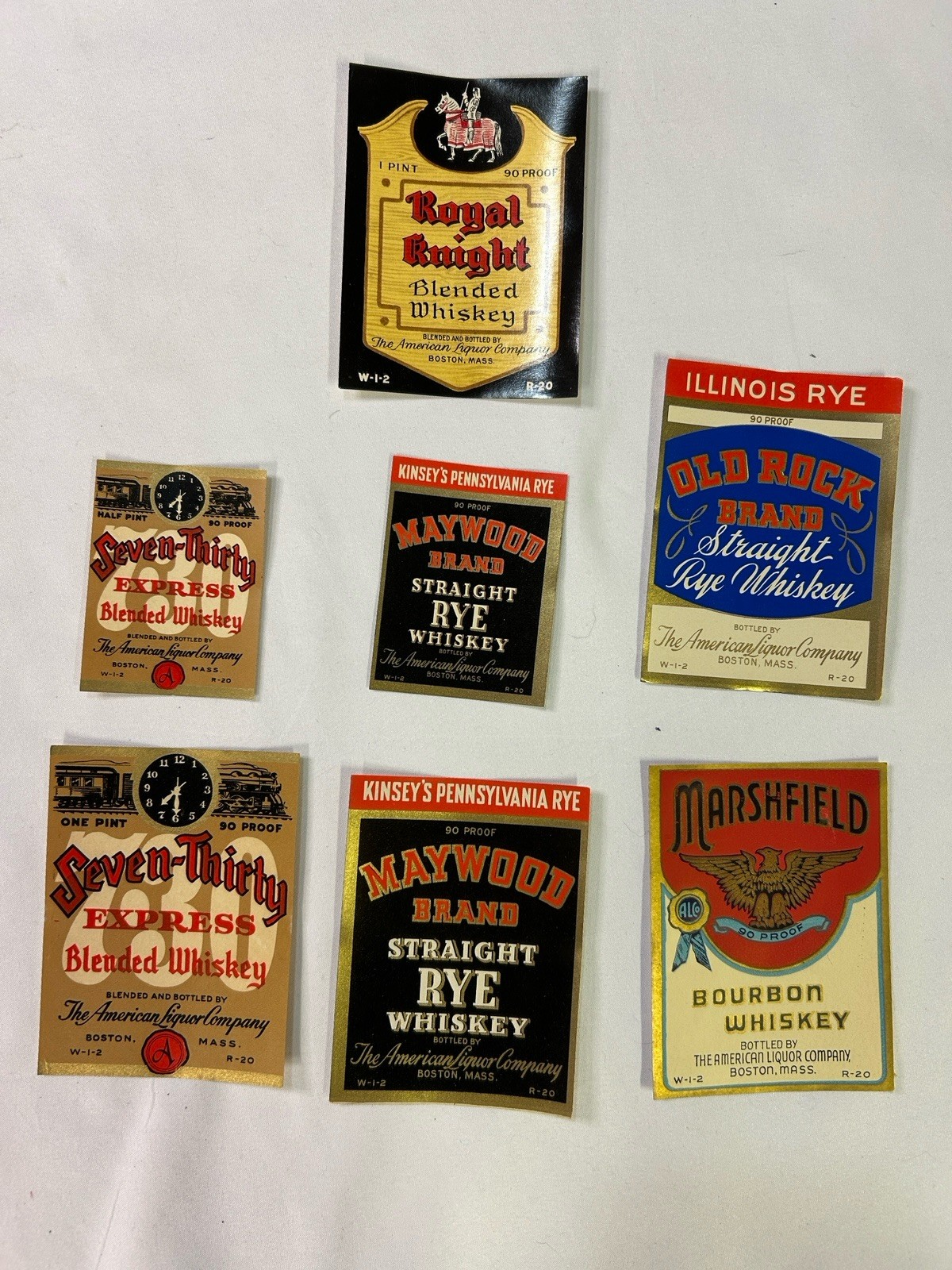 Vintage Lot Of 7 Whiskey Alcohol Drink Label Gin