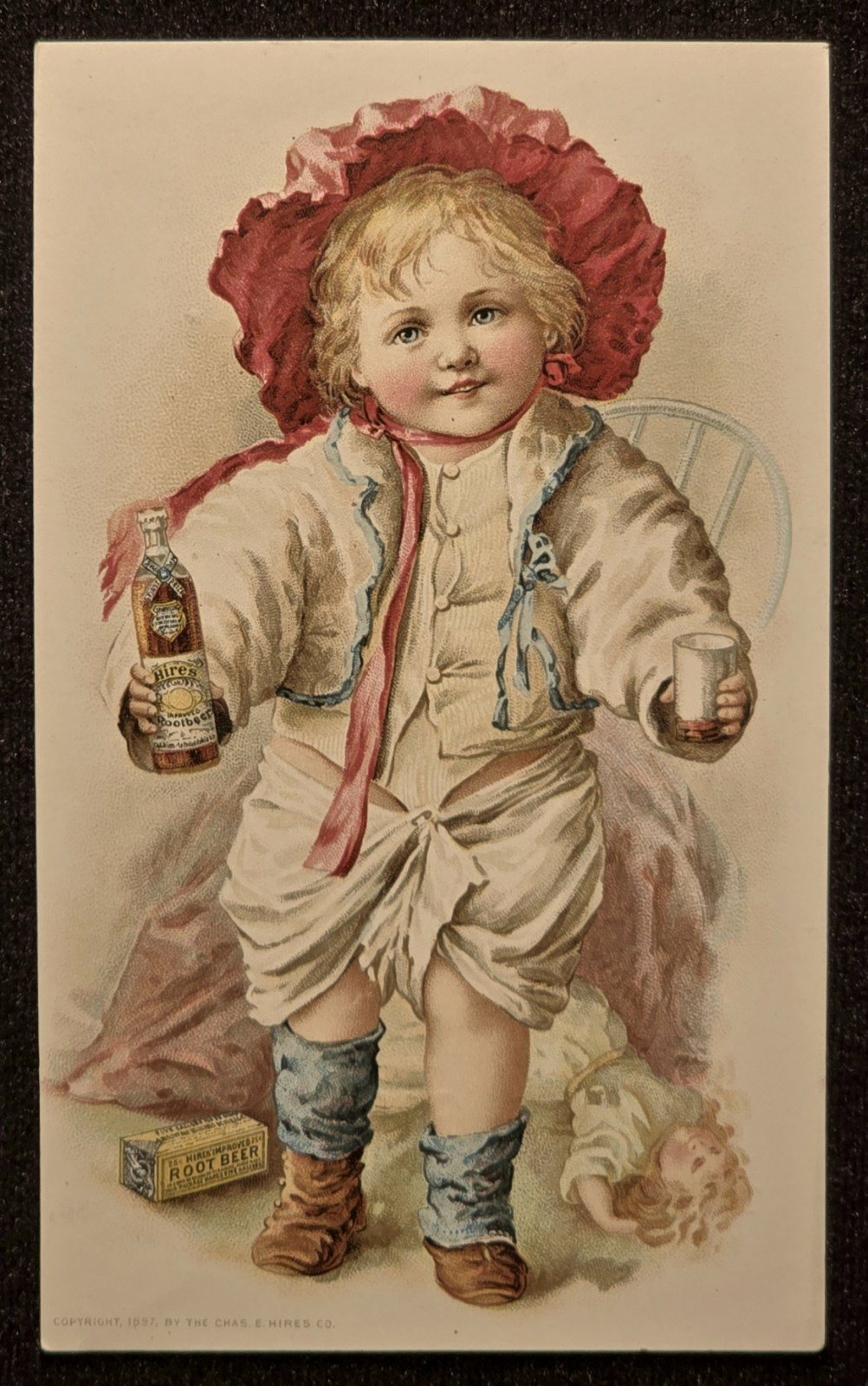 19th Century Victorian Trade Card. Hires Root Beer Ad. Quigley. Greenfield, Ind